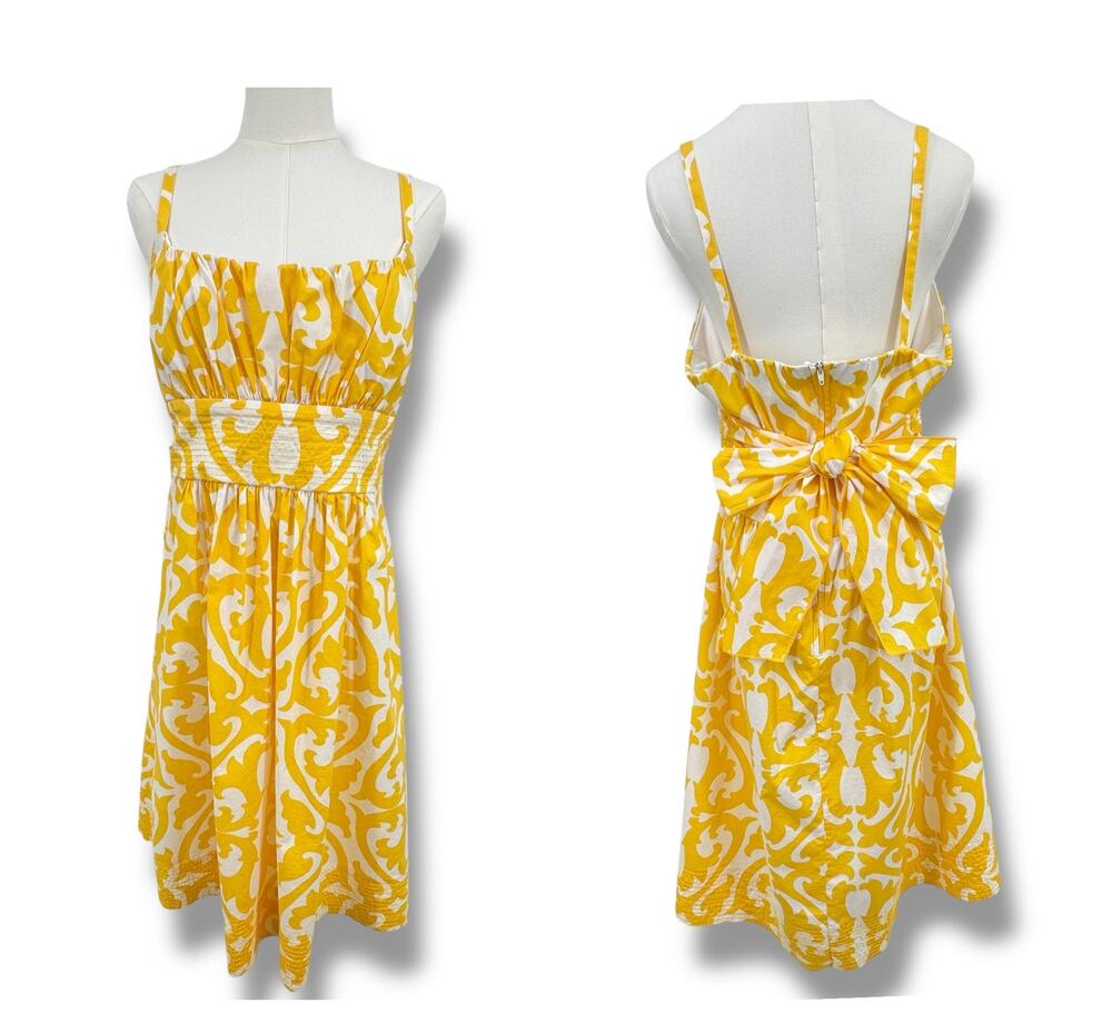 VTG Y2K Dressbarn dress size 16 empire babydoll spaghetti strap fit flare gold